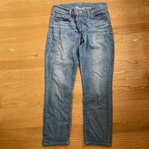 7 for All Mankind Cropped Denim, Light Wash, Size 25